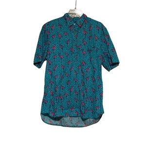 Chubbies Flamingo Henley Style Collared Shirt Sz Large
